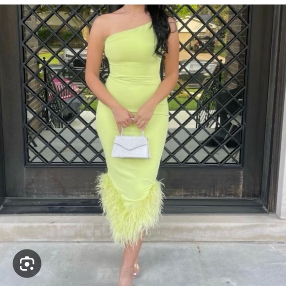 house of cb green feather dress House of CB Alessia Lime Midi Dress – Taite Ro